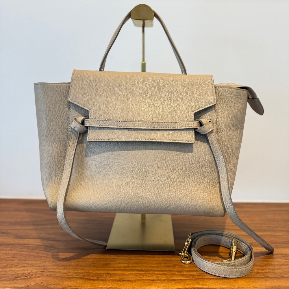 Celine Grained Calfskin Belt Bag in Light Taupe Micro Size